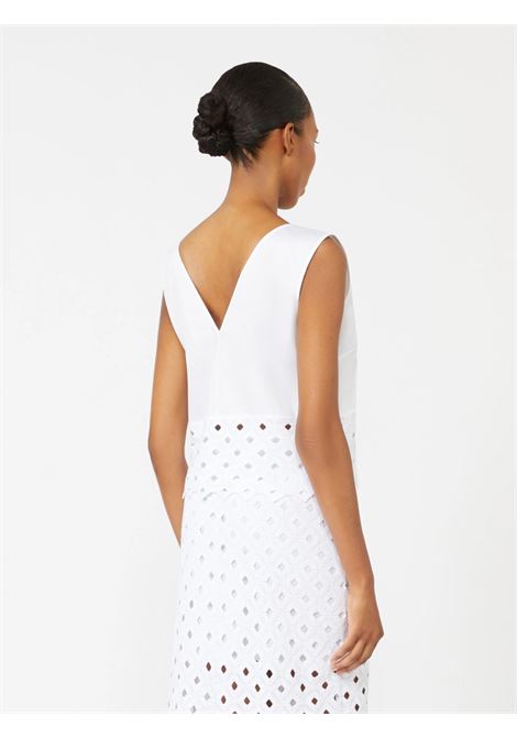 Top in popeline e pizzo macramé - Bianco ottico MAX MARA beachwear | BCHMAGGIO001